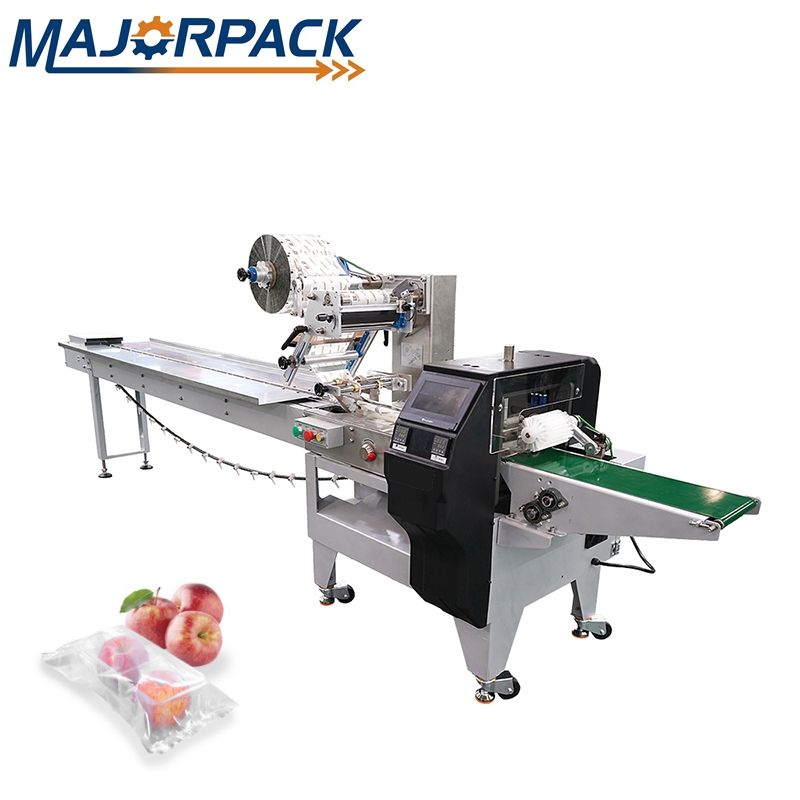 Full automatic vegetable fruit  3 servo control flow pack machine